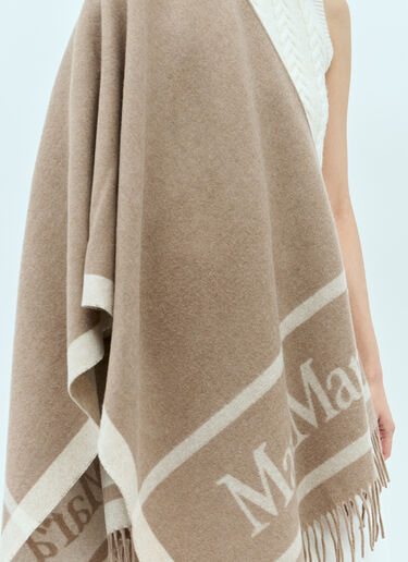 Max Mara 프린지 디테일 울 망토 브라운 max0255036