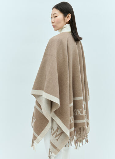 Max Mara 프린지 디테일 울 망토 브라운 max0255036