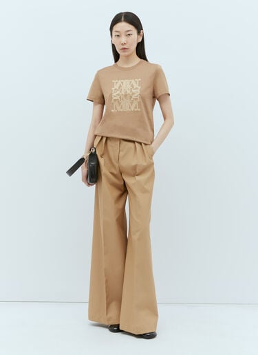 Glitter Logo T-Shirt Max Mara Glitter Logo T-Shirt Beige max0256021