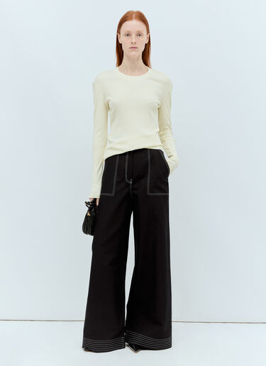 Max Mara 면 & 리넨 와이드 팬츠  블랙 max0256023