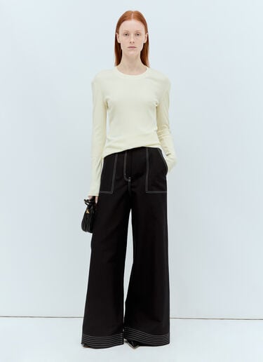綿麻ワイドパンツ Max Mara 綿麻ワイドパンツ ブラック max0256023