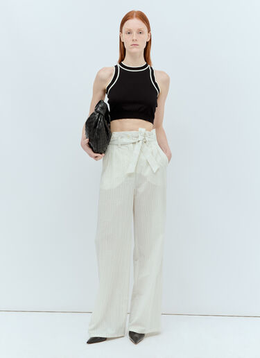 Max Mara 핀스트라이프 캔버스 팬츠 화이트 max0256025