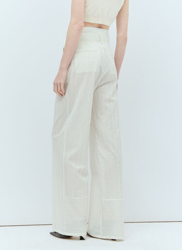 Max Mara 핀스트라이프 캔버스 팬츠 화이트 max0256025
