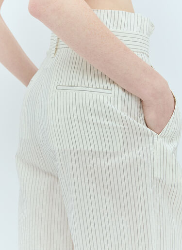Max Mara 핀스트라이프 캔버스 팬츠 화이트 max0256025