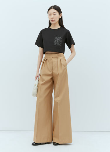 Max Mara 로고 아플리케 크롭 탑 블랙 max0256031