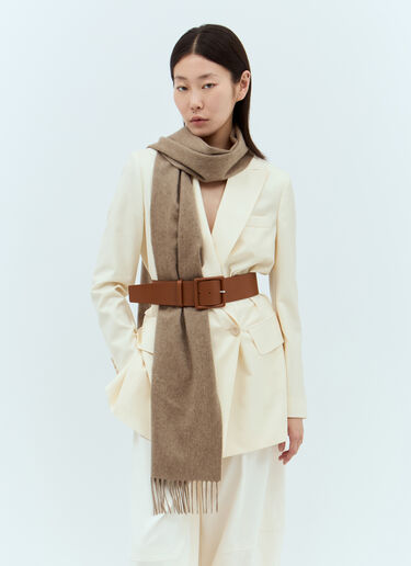 Max Mara 로고 자수 캐시미어 스카프  브라운 max0257049