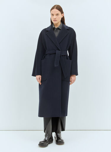Max Mara Wool And Cashmere Robe Coat Blue max0258001