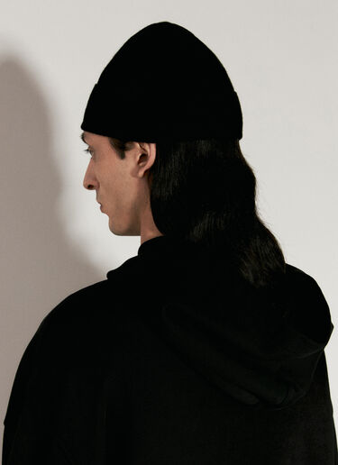 Moncler x Rick Owens 로고 자수 캐시미어 비니 햇 블랙 mcs0355017
