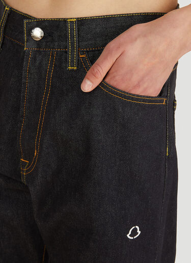7 Moncler FRGMT Hiroshi Fujiwara 徽标刺绣牛仔裤 黑 mfr0251005