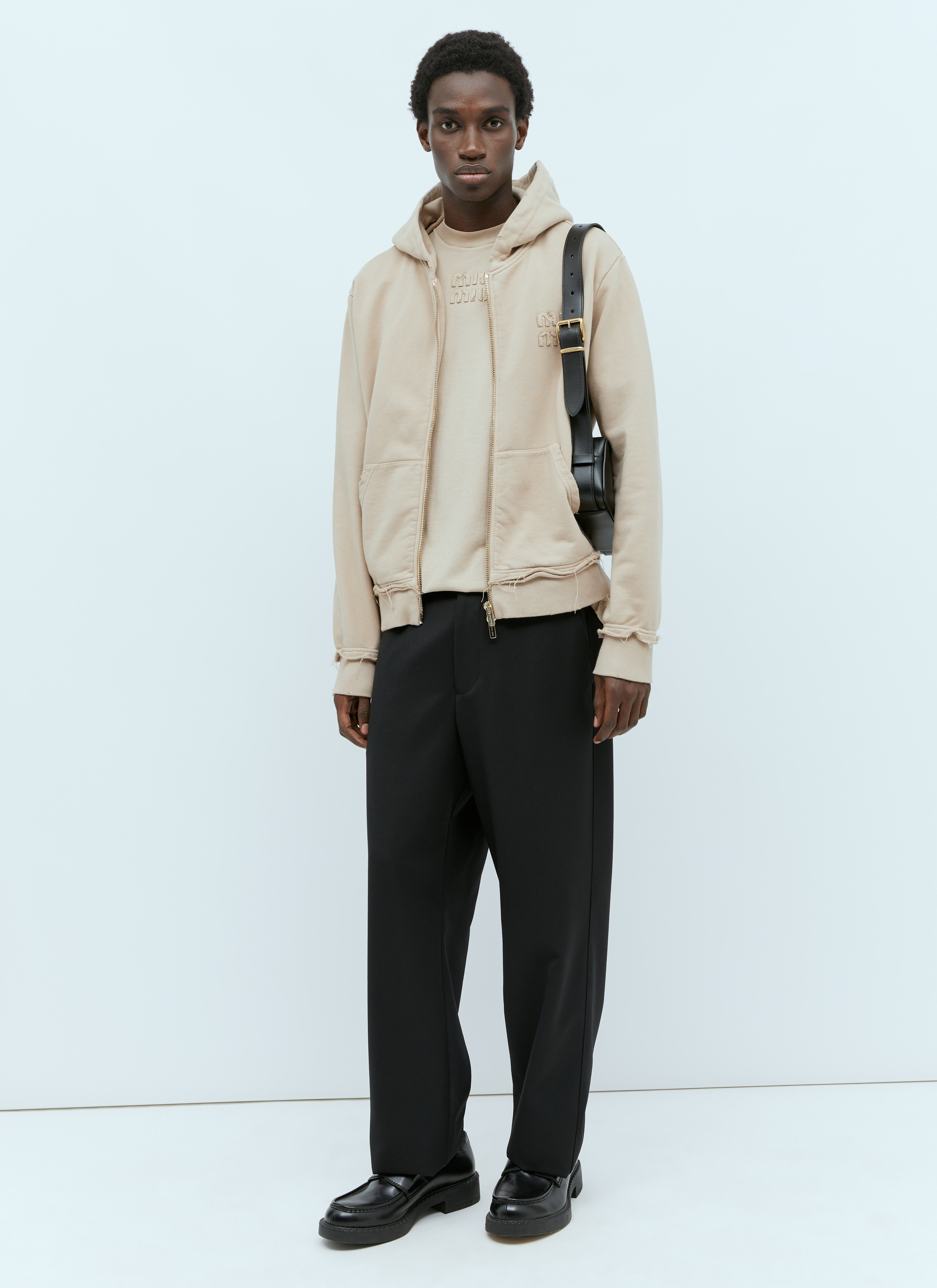 Miu Miu Men's' Logo Patch Long T-Shirt in Beige | LN-CC®