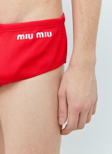 로고 자수 비키니 브리프 Miu Miu 로고 자수 비키니 브리프 레드 miu0156008