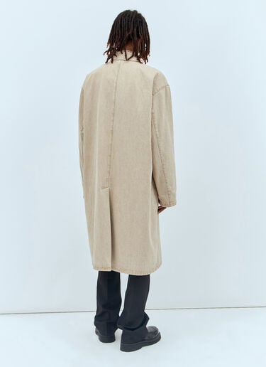 Logo Patch Denim Trench Coat Miu Miu Logo Patch Denim Trench Coat Beige miu0157008