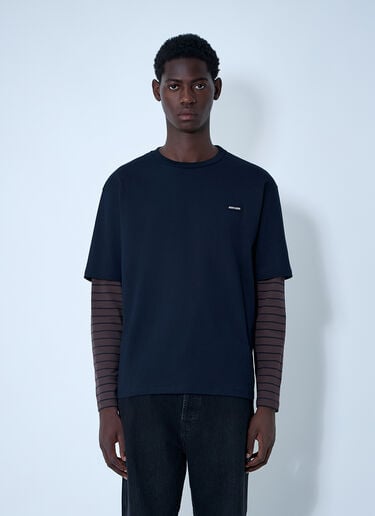 Miu Miu Logo Motif T-Shirt Blue miu0162005