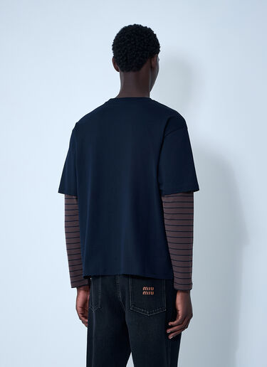 Miu Miu Logo Motif T-Shirt Blue miu0162005