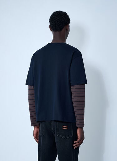 Logo Motif T-Shirt Miu Miu Logo Motif T-Shirt Blue miu0162005
