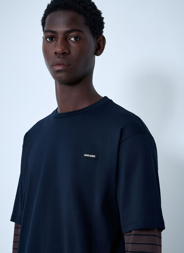 Miu Miu Logo Motif T-Shirt Blue miu0162005