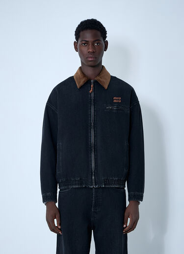 Logo Motif Denim Jacket Miu Miu Logo Motif Denim Jacket Black miu0162016