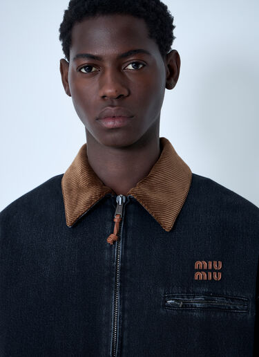 Logo Motif Denim Jacket Miu Miu Logo Motif Denim Jacket Black miu0162016