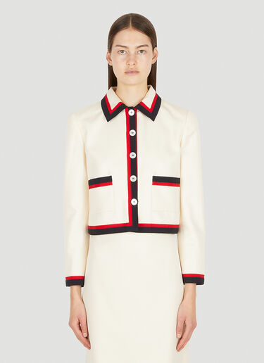 Miu Miu Stripe Trim Suit Jacket Cream miu0250024