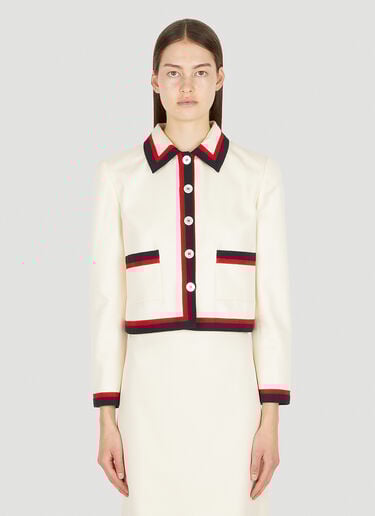 Stripe Trim Suit Jacket Miu Miu Stripe Trim Suit Jacket Cream miu0250024