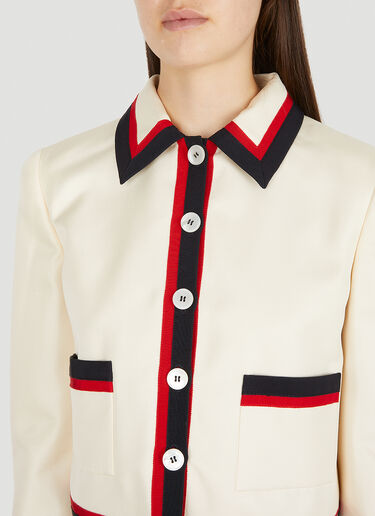 Miu Miu Stripe Trim Suit Jacket Cream miu0250024