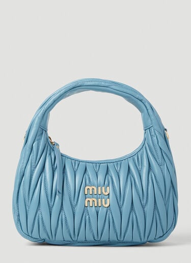 Wander Matelassé Hobo Bag Miu Miu Wander Matelassé Hobo Bag Blue miu0252036