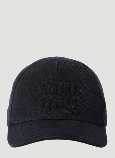 Logo Embroidery Baseball Cap Miu Miu Logo Embroidery Baseball Cap Black miu0252050