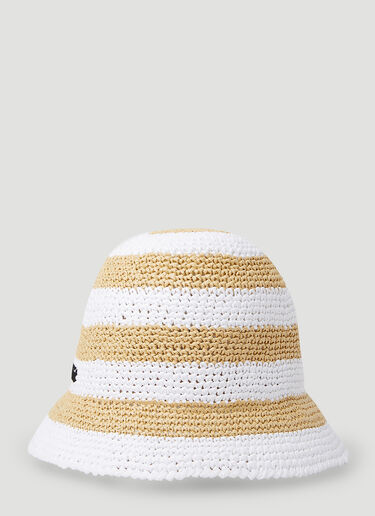 Miu Miu 로고 자수 크로셰 버킷 햇 화이트 miu0252053