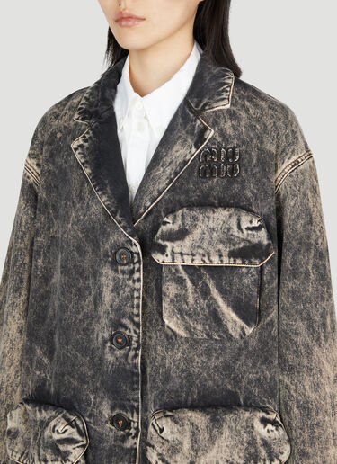 Marbleized Denim Blazer Miu Miu Marbleized Denim Blazer Black miu0252070