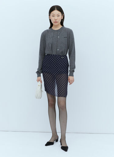 Miu Miu 로고 자수 울 카디건 그레이 miu0254001