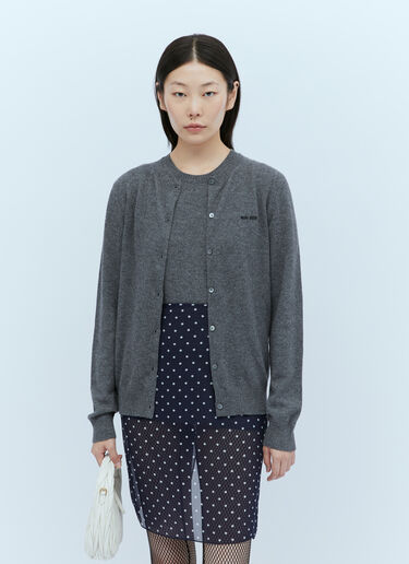 Miu Miu 로고 자수 울 카디건 그레이 miu0254001