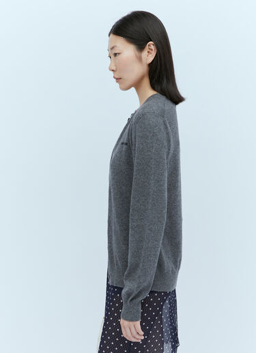 Miu Miu 로고 자수 울 카디건 그레이 miu0254001