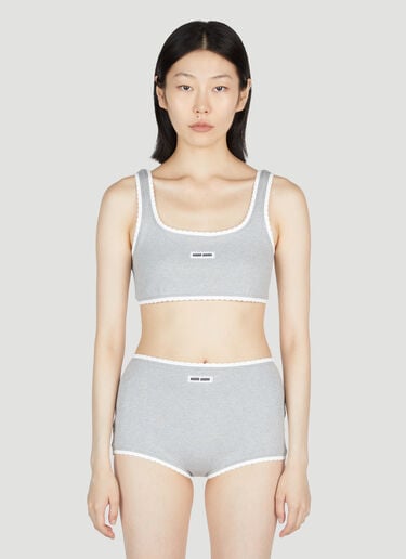 徽标罗纹短上衣 Miu Miu 徽标罗纹短上衣 灰色 miu0254028