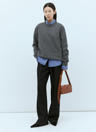 Miu Miu 徽标铭牌皮革单肩包 棕色 miu0254086
