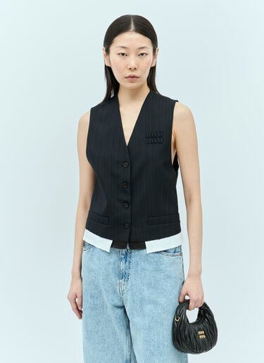 Single-Breasted Pinstripe Vest Miu Miu Single-Breasted Pinstripe Vest Navy miu0255002