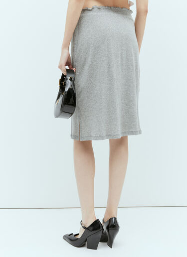 Miu Miu 로고 패치 미디 스커트  그레이 miu0255005