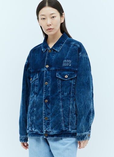 워시드 벨벳 블루종 재킷 Miu Miu 워시드 벨벳 블루종 재킷 블루 miu0255011