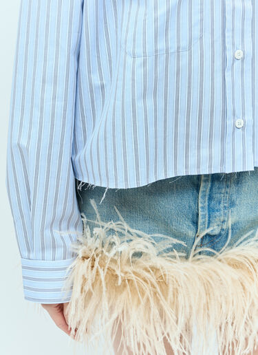 Miu Miu Cropped Striped Shirt Blue miu0256001