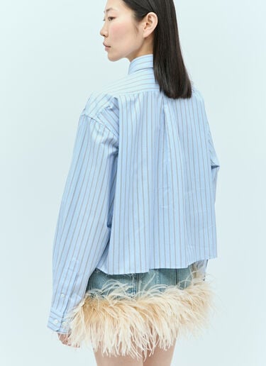 Cropped Striped Shirt Miu Miu Cropped Striped Shirt Blue miu0256001