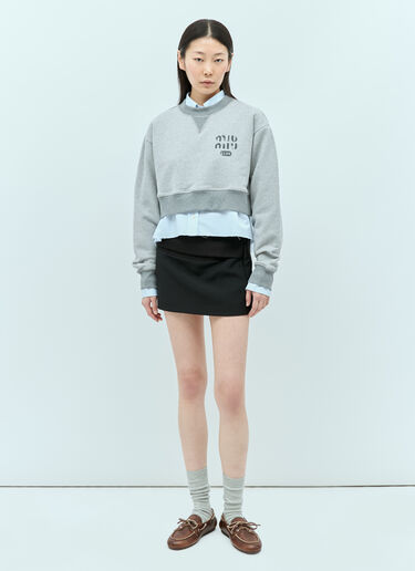 Miu Miu 크롭 로고 프린트 맨투맨  그레이 miu0256002