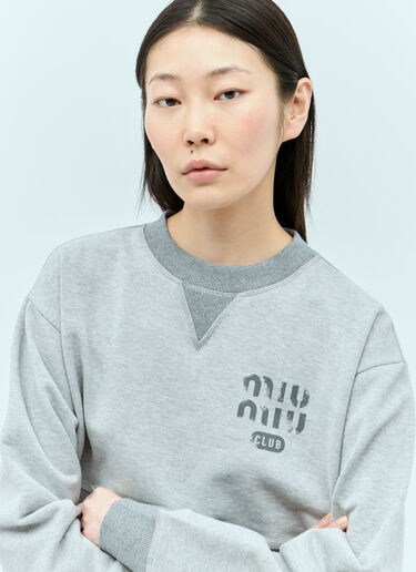 Cropped Logo Print Sweatershirt Miu Miu Cropped Logo Print Sweatershirt Grey miu0256002