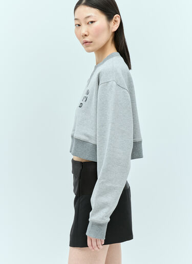 Cropped Logo Print Sweatershirt Miu Miu Cropped Logo Print Sweatershirt Grey miu0256002