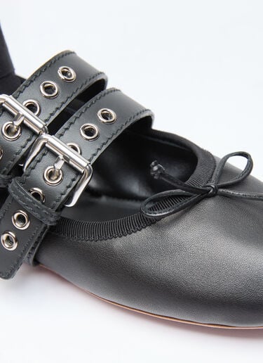 Buckle-Embellished Leather Ballerina Flats Miu Miu Buckle-Embellished Leather Ballerina Flats Black miu0256014