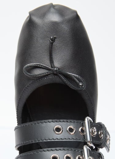 Buckle-Embellished Leather Ballerina Flats Miu Miu Buckle-Embellished Leather Ballerina Flats Black miu0256014