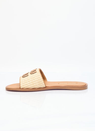 Logo Patch Woven Slides Miu Miu Logo Patch Woven Slides Beige miu0256017