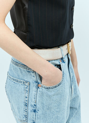 Miu Miu 仿旧纳帕皮革腰带  米色 miu0256028