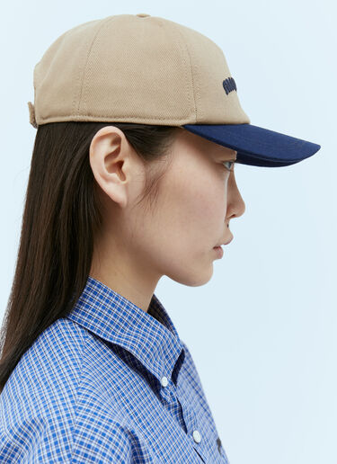 Miu Miu 로고 자수 베이스볼 캡 베이지 miu0256029