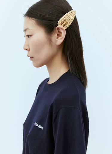 Miu Miu 라피아 로고 플라크 헤어 클립  베이지 miu0256034