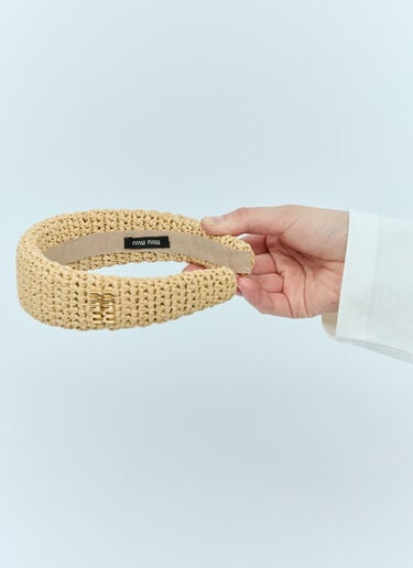 Woven Headband Miu Miu Woven Headband Beige miu0256035