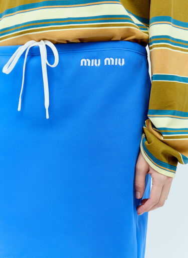 Miu Miu 徽标刺绣中长半身裙 蓝色 miu0256037